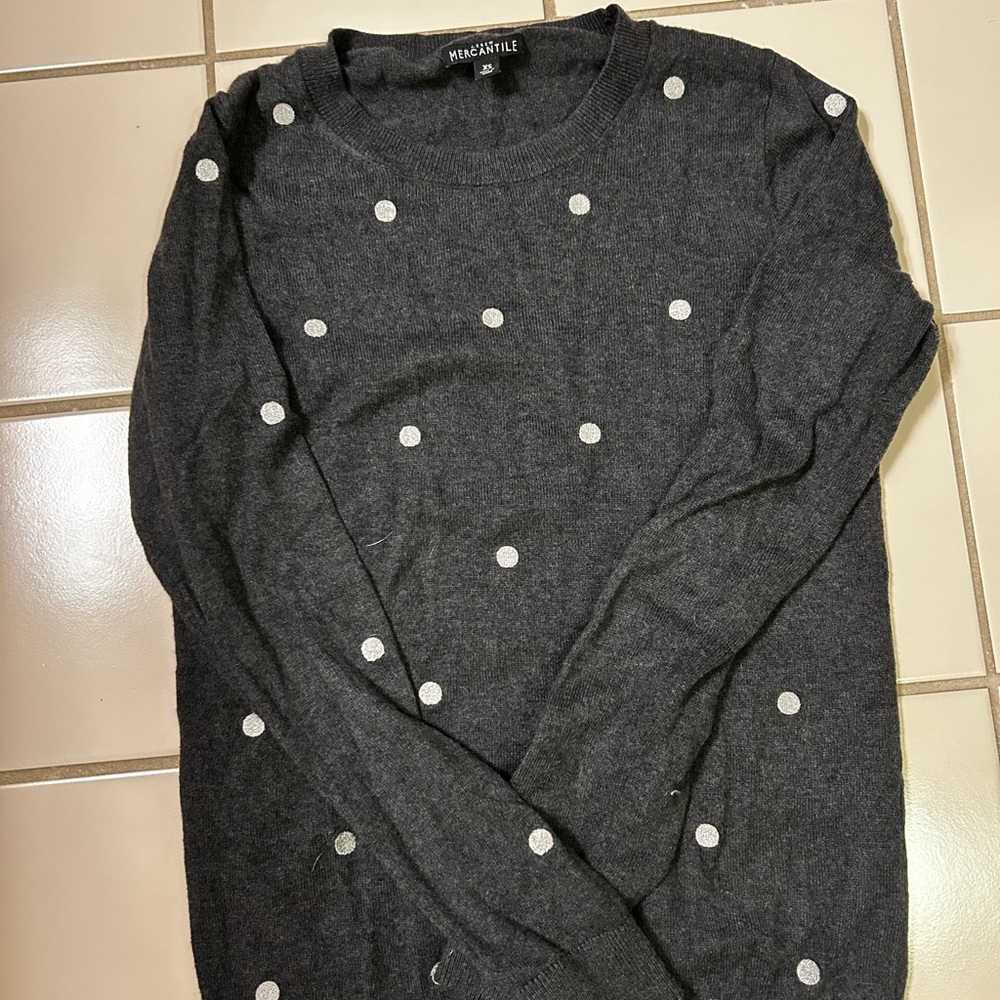 J. Crew Charcoal Polka Dot Sweater